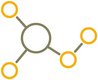 Symbol zeigt die vereinfachte grafische Darstellung einer chemischen Verbindung aus einem größeren und vier kleineren Atomen.