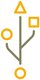 Symbol zeigt die vereinfachte Darstellung von Kabelsträngen mit verschiedenen Anschlüssen in den Farben Braun und Gelb